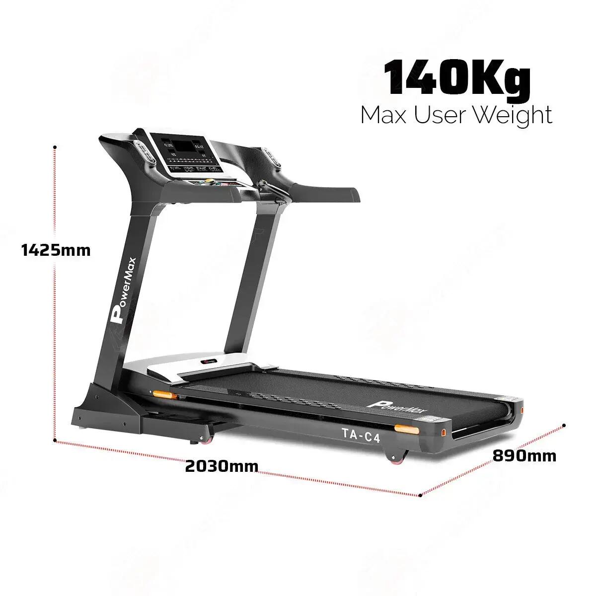 Motorized Premium Commercial Treadmill, TA-C4 (5HP) AC, 99 Pre-Set Max Pro Workout Session, Max User Wt.150kg | 20 Level Auto Incline | Top Speed:20 Km/hr | Spring Resistance, Speaker -  3