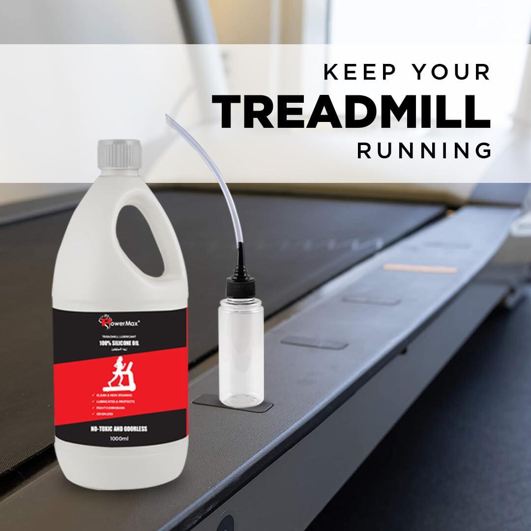 PowerMax Fitness® PMS-1000 Multi-Purpose 100% Pure Silicone Treadmill Lubricant, Full Belt Width Lubrication, No Odor & No Propellants, Nozzle Cap for Easy Application for All Treadmills