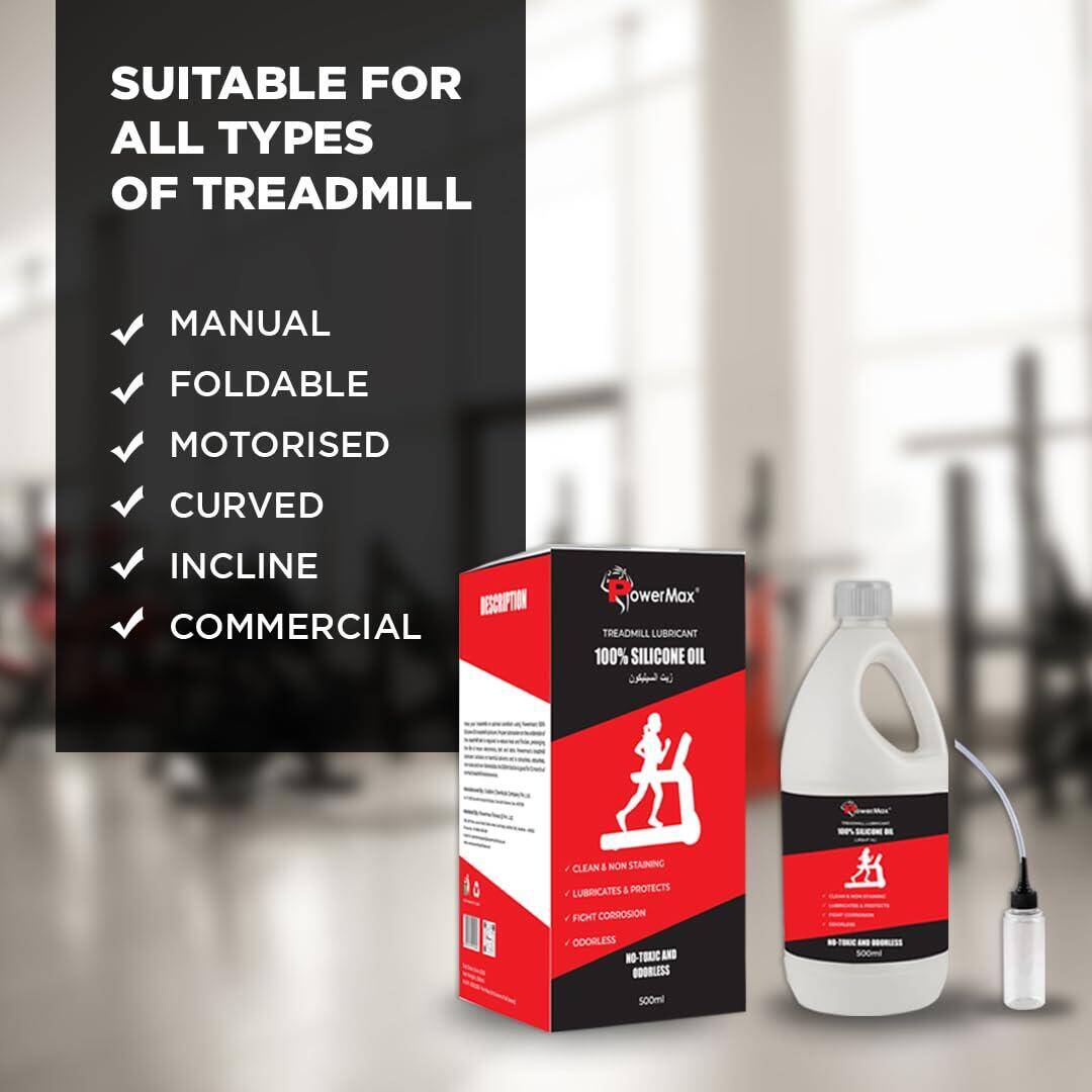 PowerMax Fitness® PMS-500 Multi-Purpose 100% Pure Silicone Treadmill Lubricant, Full Belt Width Lubrication, No Odor & No Propellants, Nozzle Cap for Easy Application for All Treadmills -  5