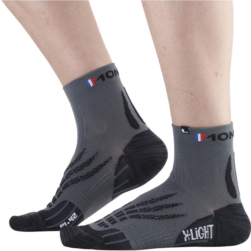 Monnet - Run X-light Chaussettes Pour Le Running Et Le Trail Ultra Fines Et Respirantes. - Chaussettes - Gris|noir - 39/42 - Decathlon