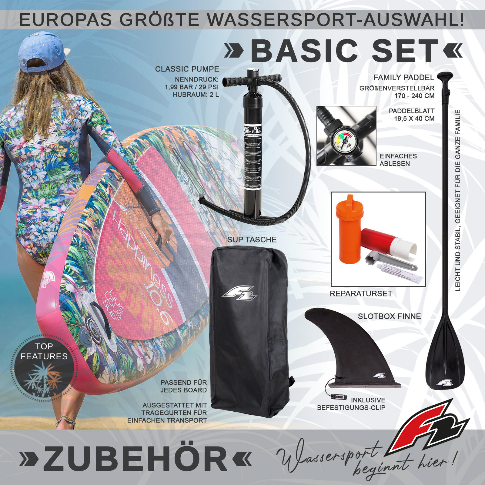 F2  Stand up Paddle Board AXXIS - Women SUP 10,2  Pink 3/5
