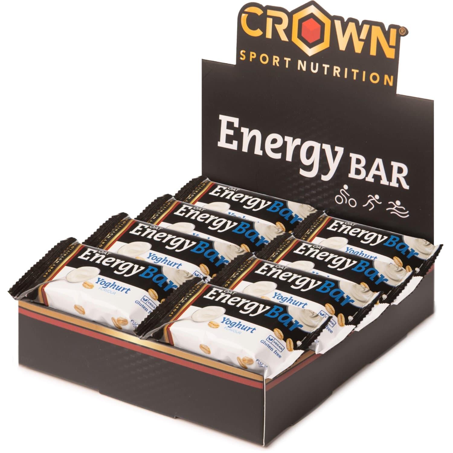 CROWN SPORT NUTRITION Caixa com 12 barras energéticas de aveia de 60g ‘Energy Bar‘ Iogurte