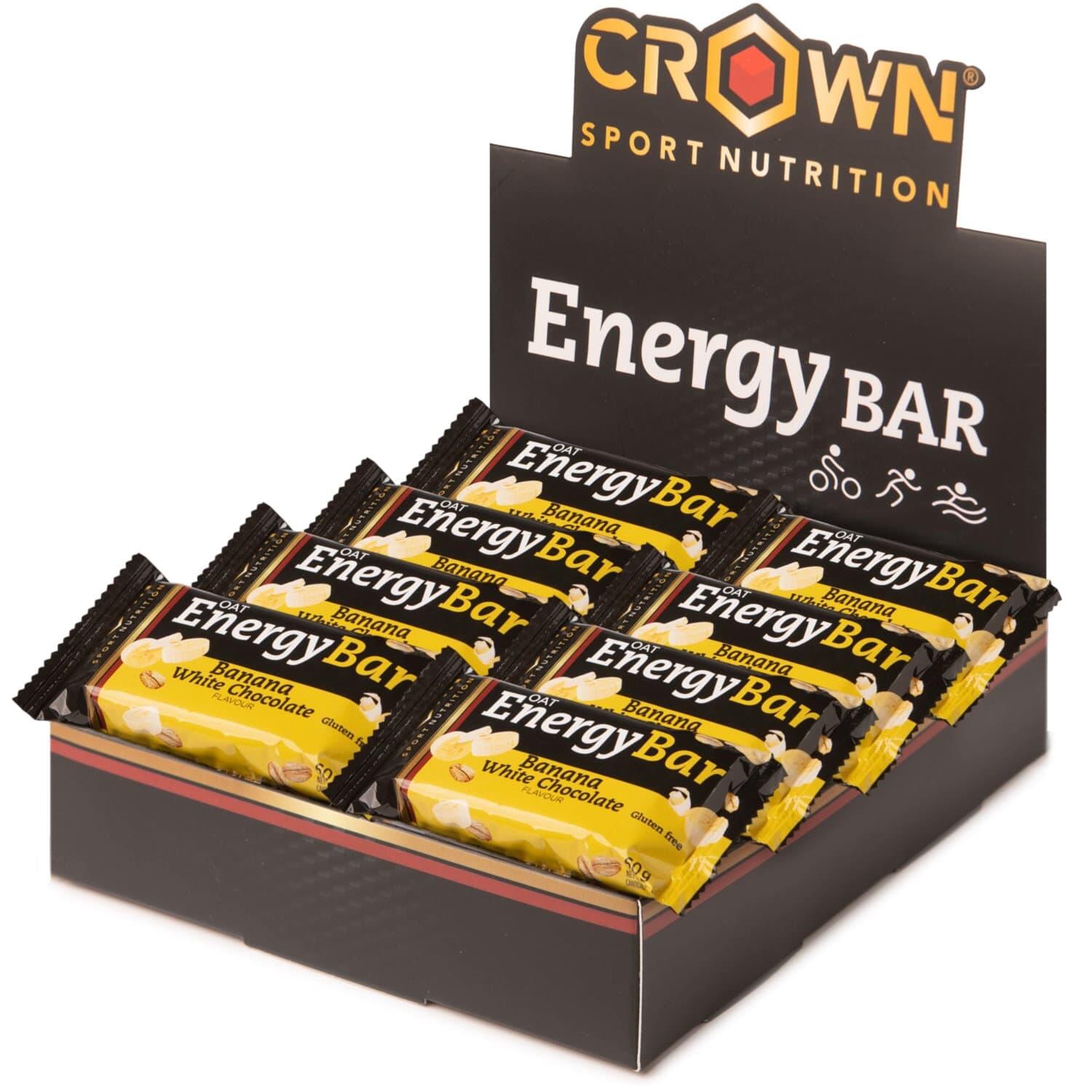 CROWN SPORT NUTRITION Caixa com 12 barras energéticas de aveia ‘Energy Bar‘ Banana e chocolate branco