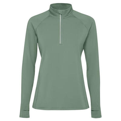 Dames estambul sweatshirt met kwart ritssluiting en lange mouw (laurier groen)