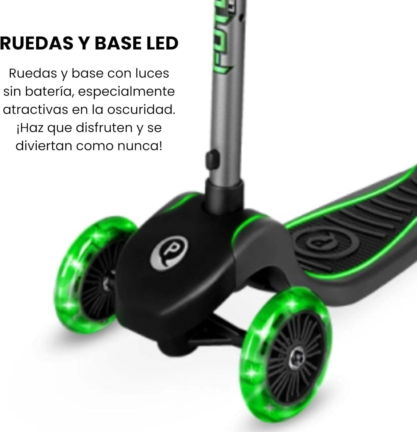 QPlay Patinete Niño Infantil 3 Ruedas Luminosas | Altura Regulable | Luces LED 5/6