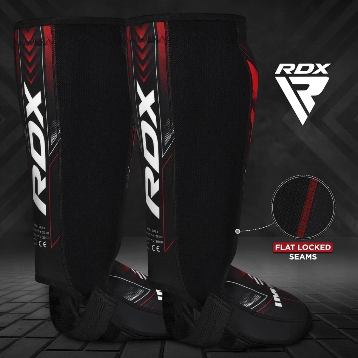 RDX IMMAF Approved Neoprene Shin Instep Guards Red 4/7