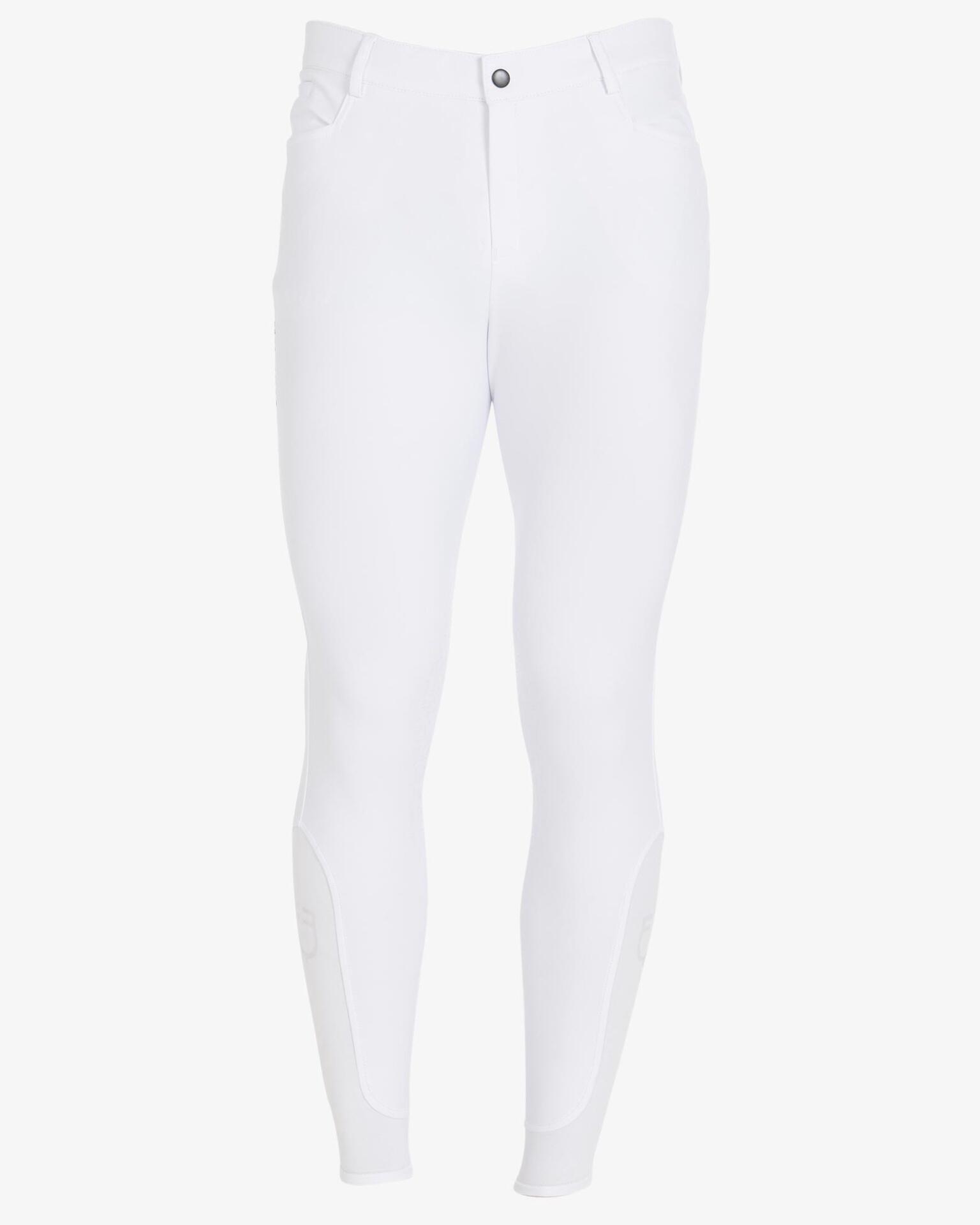 EQUESTRO Equestro Heren Slim Fit Zomer Rijbroek Knie Grip Wit -