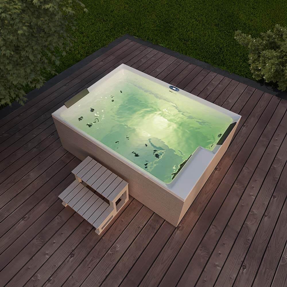 Zewnętrzna wanna z hydromasażem NIMBUS DELUXE – ze schodkami i pokrywą termiczną 7/7