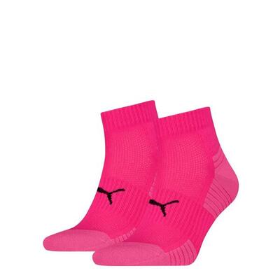 Puma sport cushioned quartersokken 2-pack roze