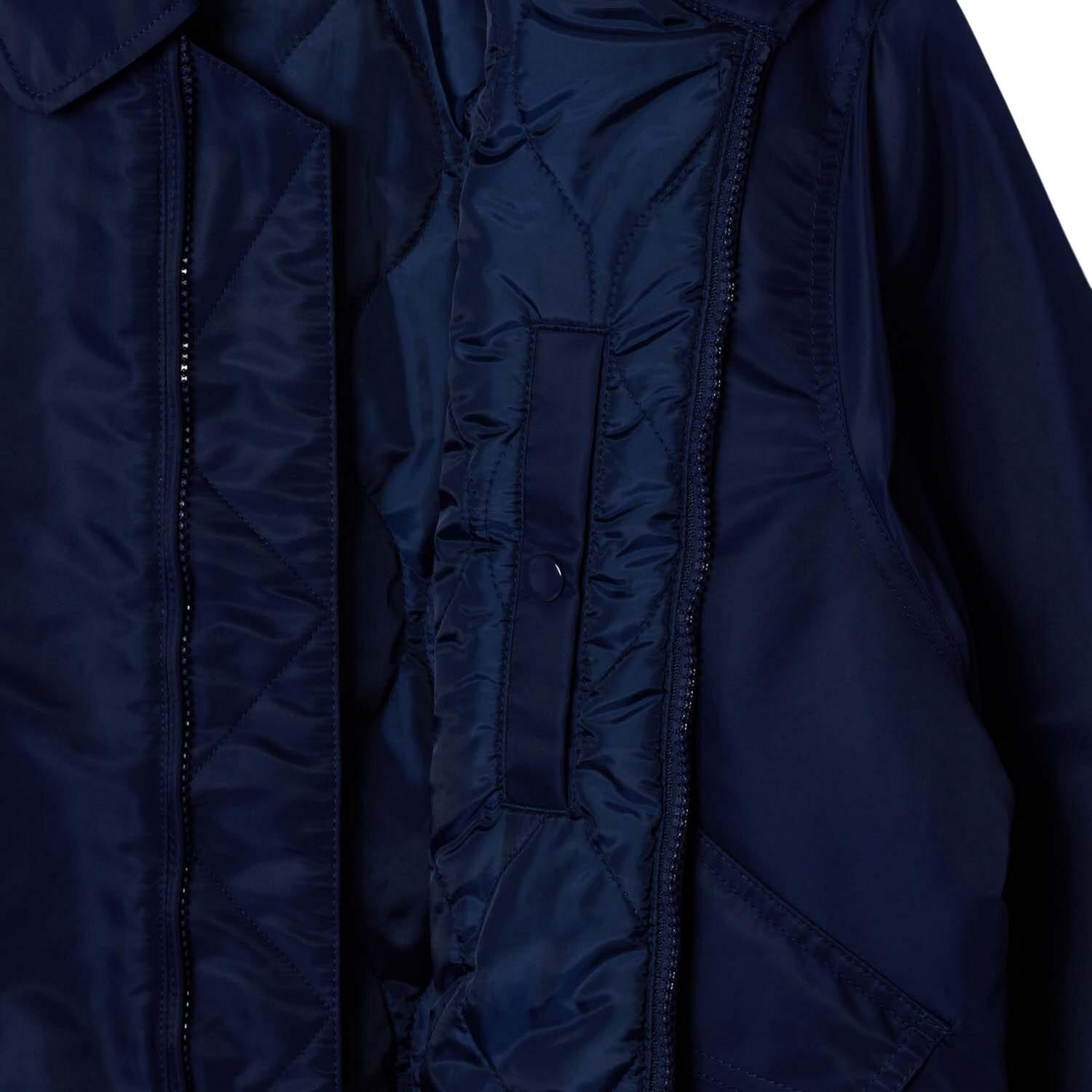 Womens/Ladies Embroidered Logo Oversized Bomber Jacket (Blue) 2/3