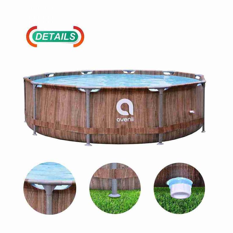 Piscina rotunda JILONG, model lemn maro "Fiber Fit", 4672 l