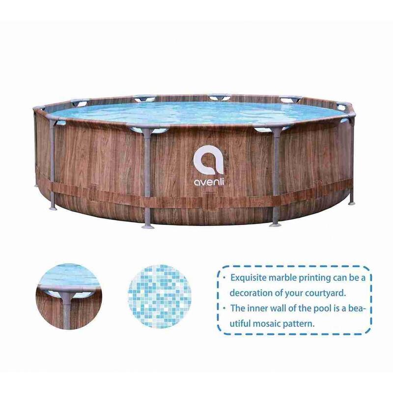Piscina rotunda JILONG, model lemn maro "Fiber Fit", 4672 l