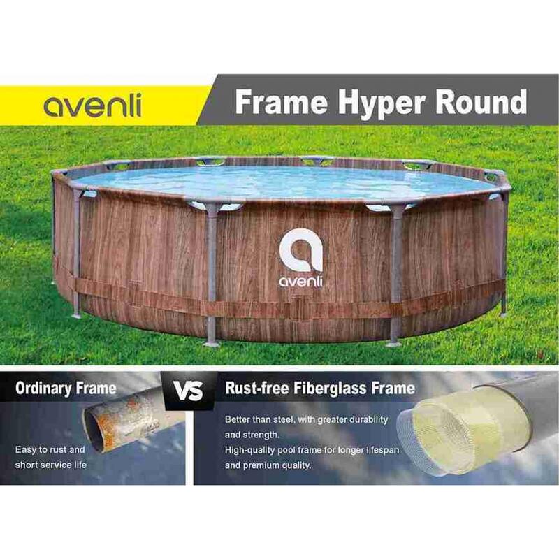 Piscina rotunda JILONG, model lemn maro "Fiber Fit", 4672 l