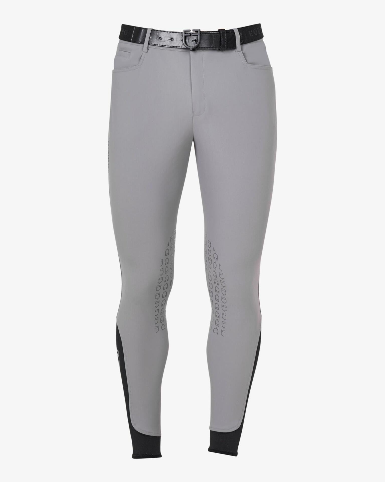 EQUESTRO General  Frost Grey Equestro Heren Slim Fit Zomer Rijbroek Knie Grip