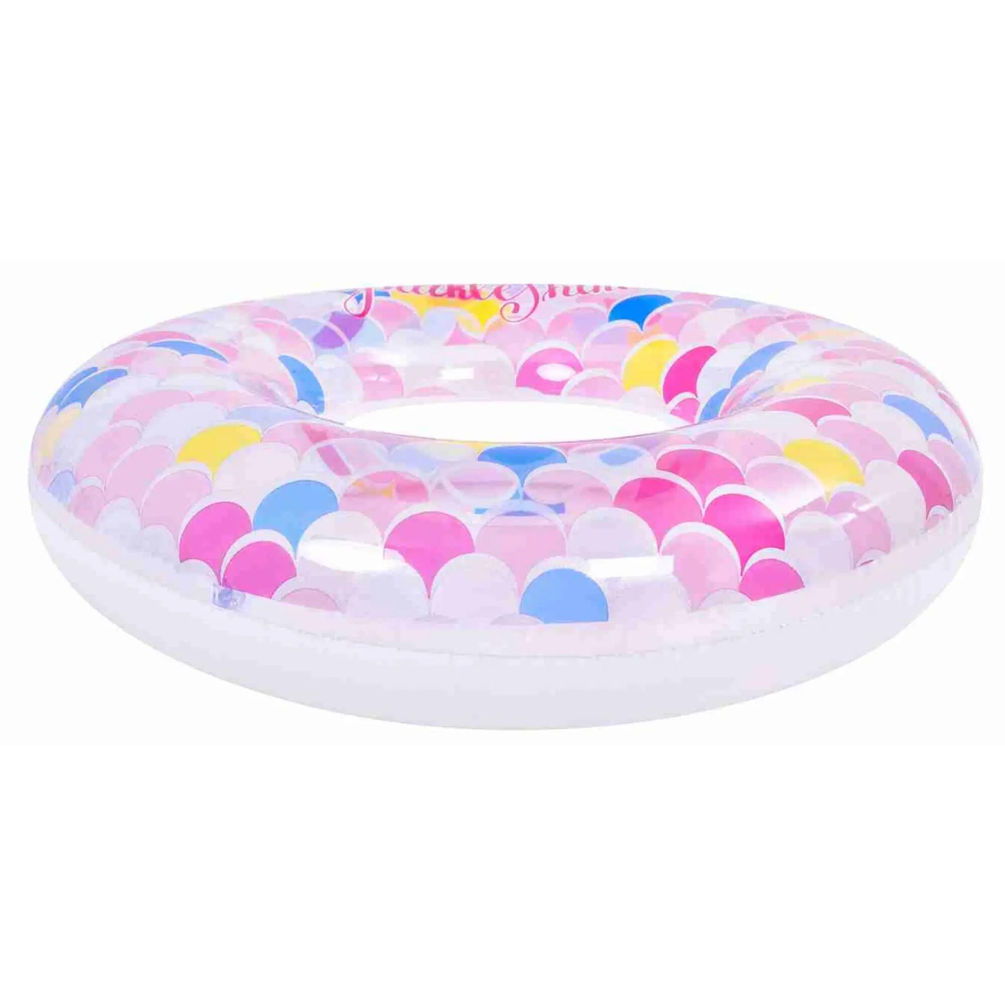 Schwimmring bunt Ø90cm aufblasbar mit Sicherheitsventil, Schuppenmuster 3/4