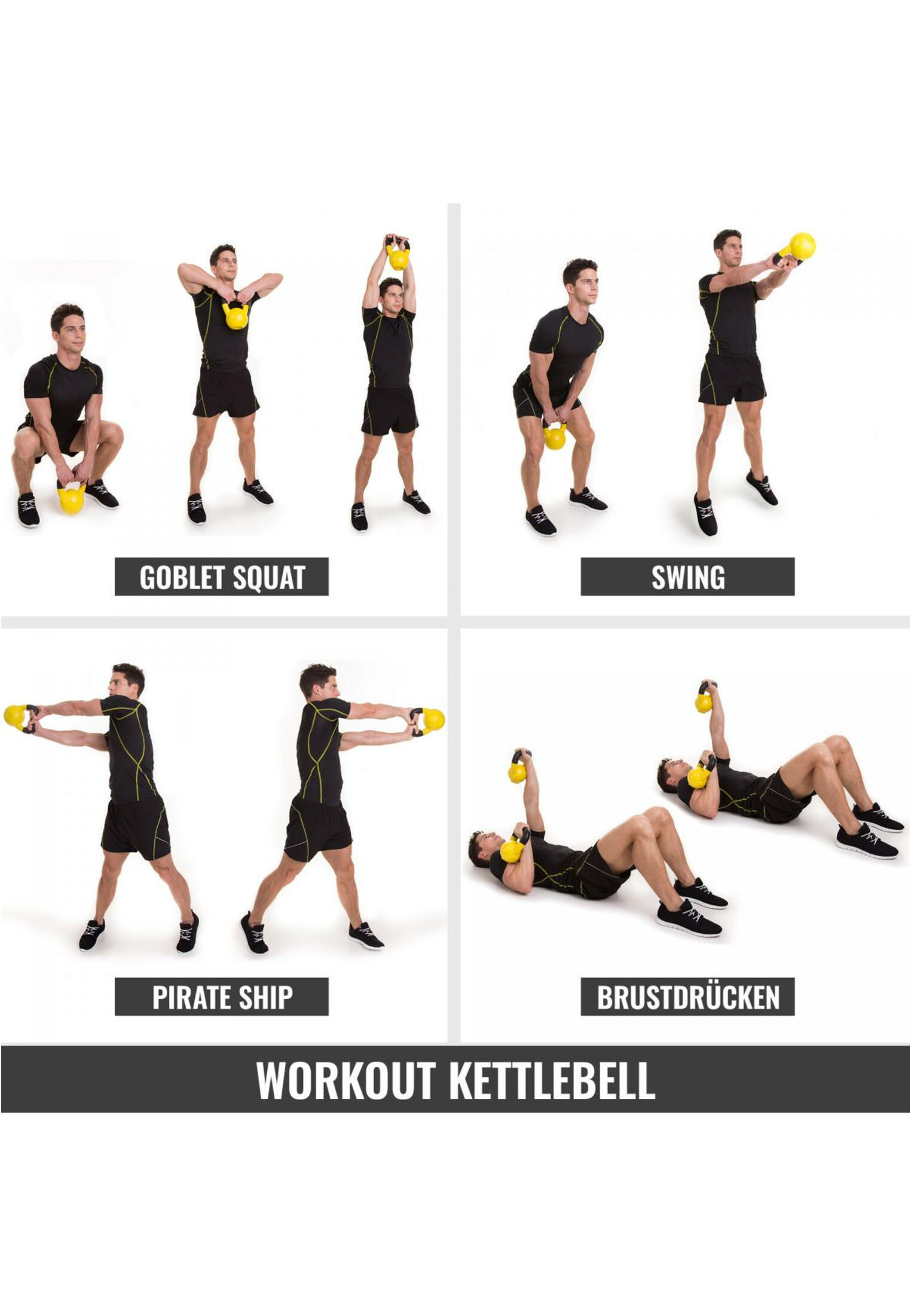 Kit Kettlebell Gorilla Sports Amarillo/Girs 2x4Kg 5/7