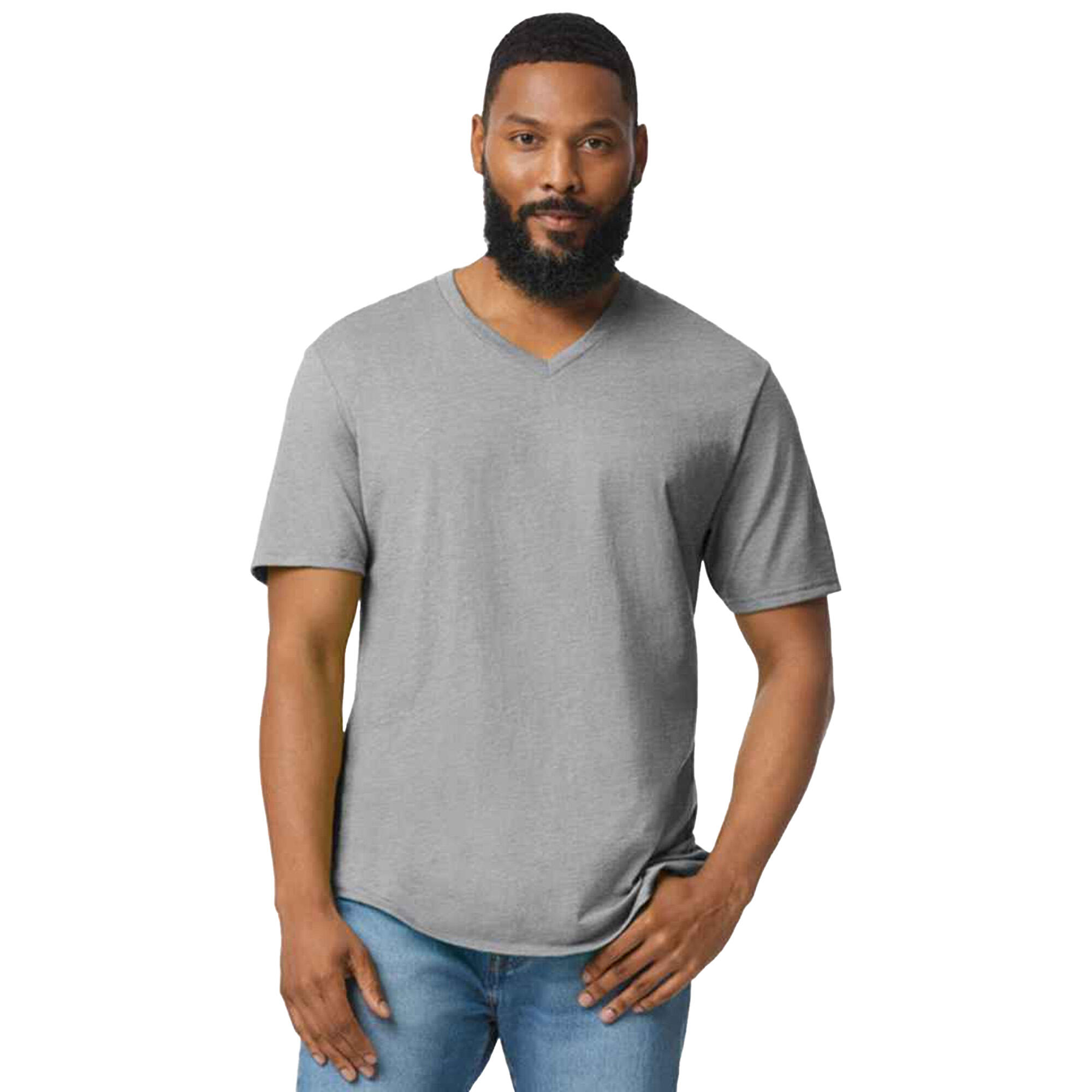 Mens Softstyle V Neck Classic TShirt (Sport Grey) 1/3