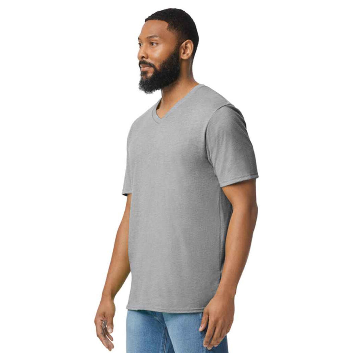 Mens Softstyle V Neck Classic TShirt (Sport Grey) 3/3