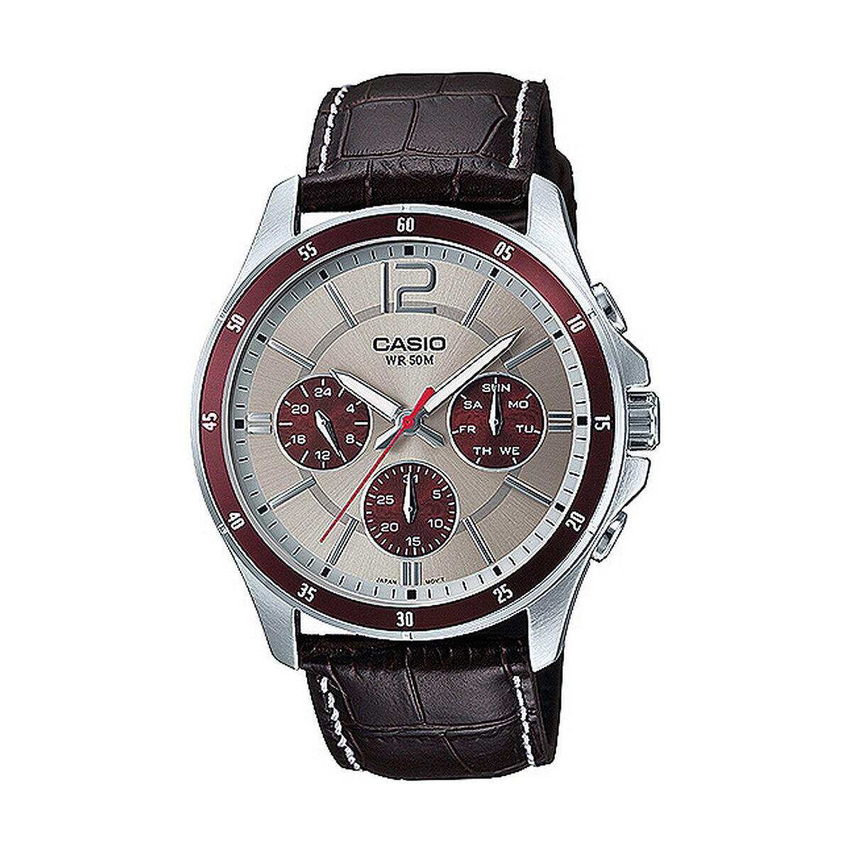 Orologio Uomo Casio MULTIFUNCTION CALENDAR, BROWN LEATHER - TWO TONES 1/2