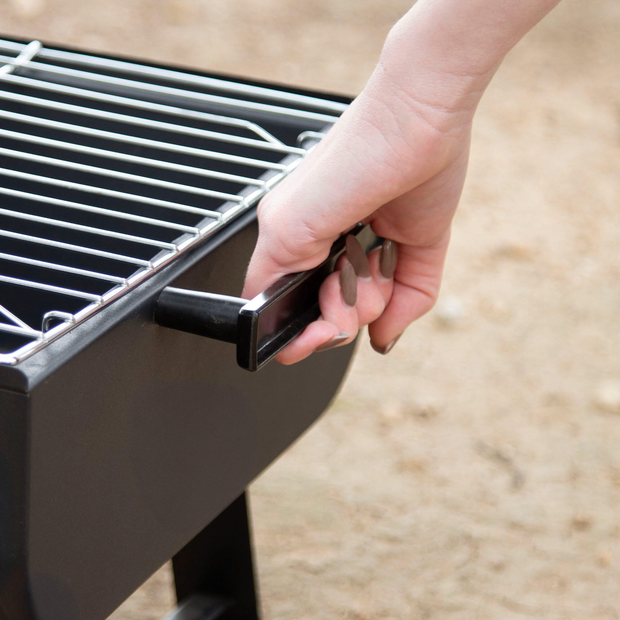 Aktive Barbecue portable au charbon de bois en acier 45x30x25 cm avec poignées 6/7