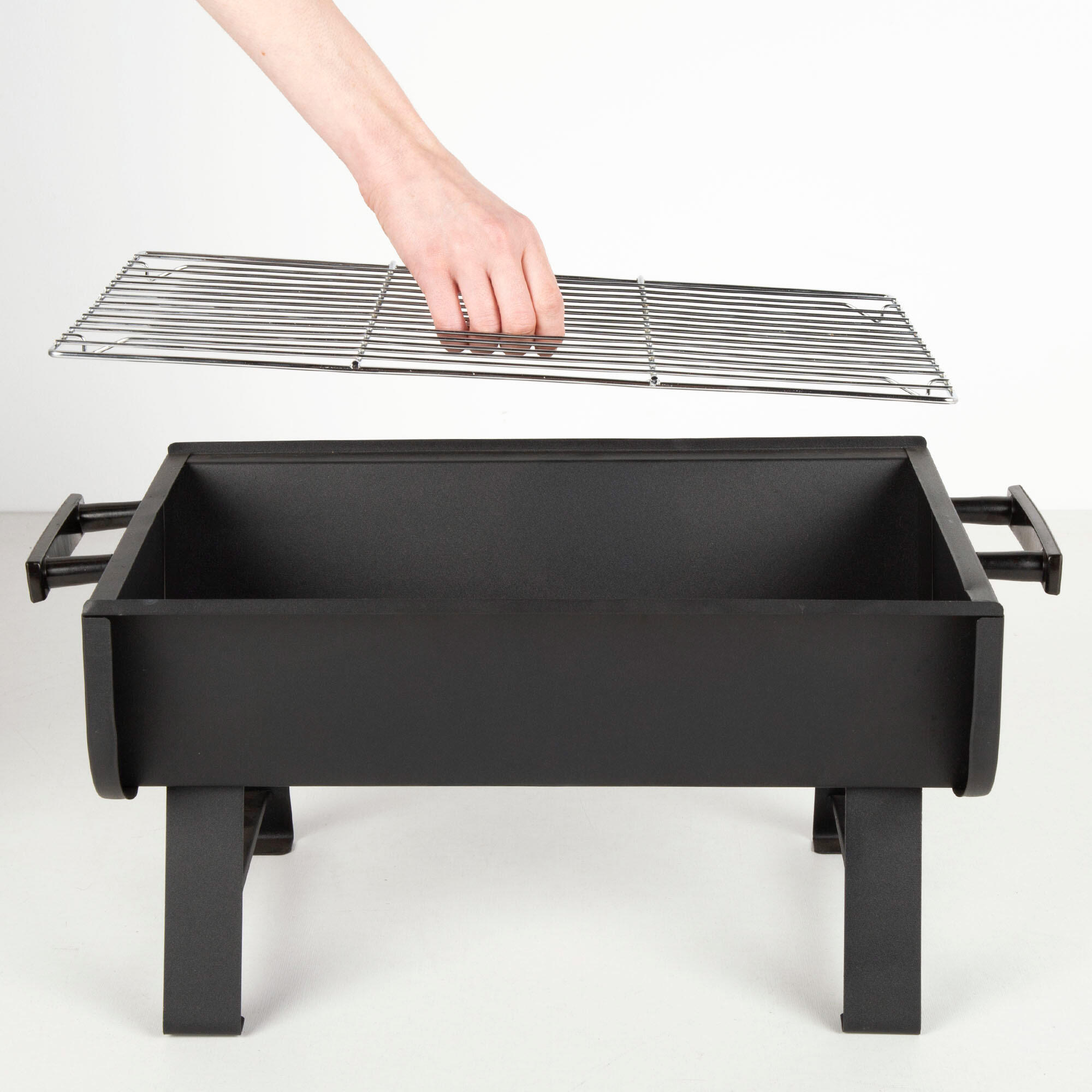Aktive Barbecue portable au charbon de bois en acier 45x30x25 cm avec poignées 3/7