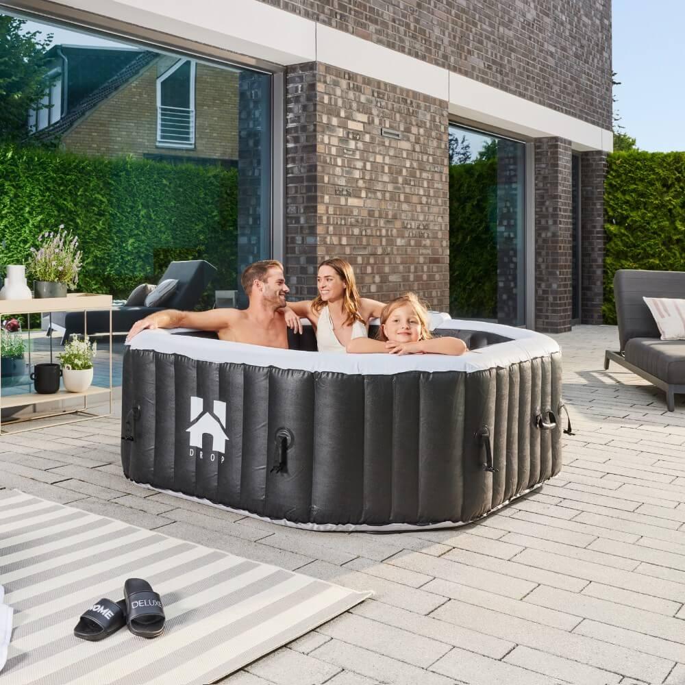 Spa DROP Ø185 cm nero per 6 persone con copertura 4/7