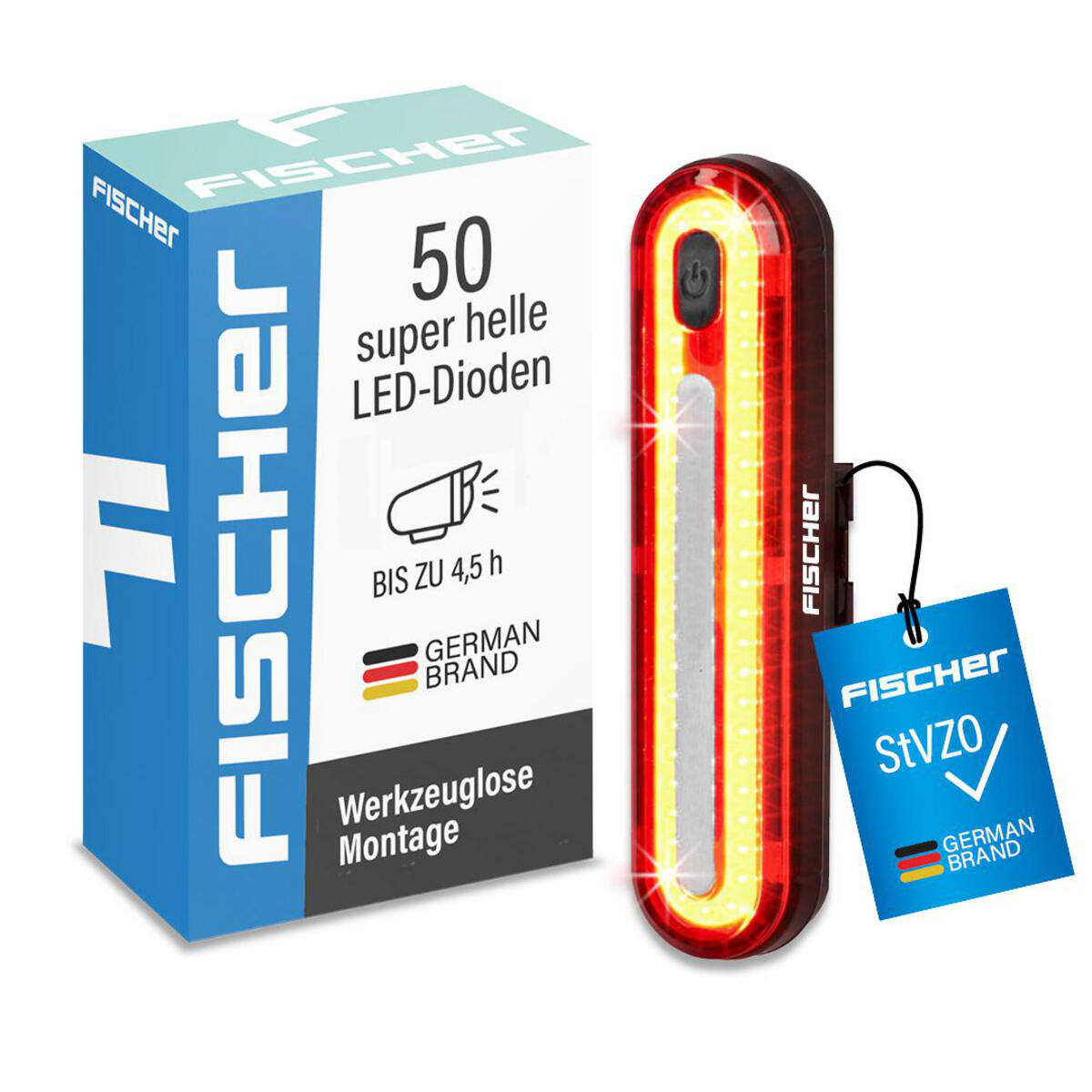 Lampka rowerowa tylna Fischer COB LED, USB