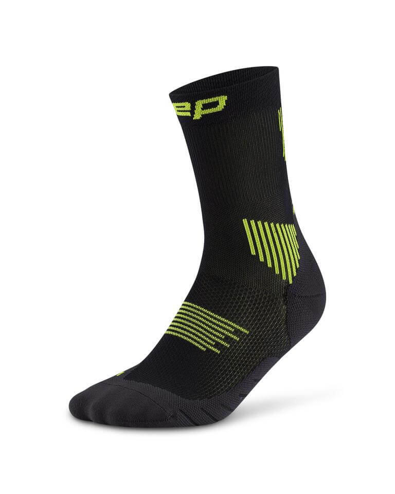 CEP Run Mid-Cut Compressie Sokken - Zwart/Groen - Heren 2/3