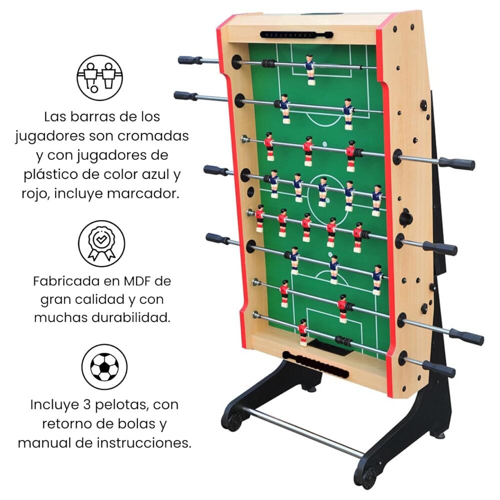 Devessport Futbolín Plegable con Ruedas y Retorno de Bolas 3/7