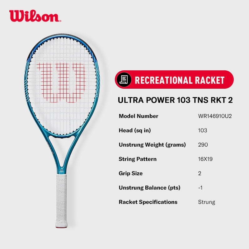 WILSON ULTRA POWER 103 Tennis Racket (Pre-strung)