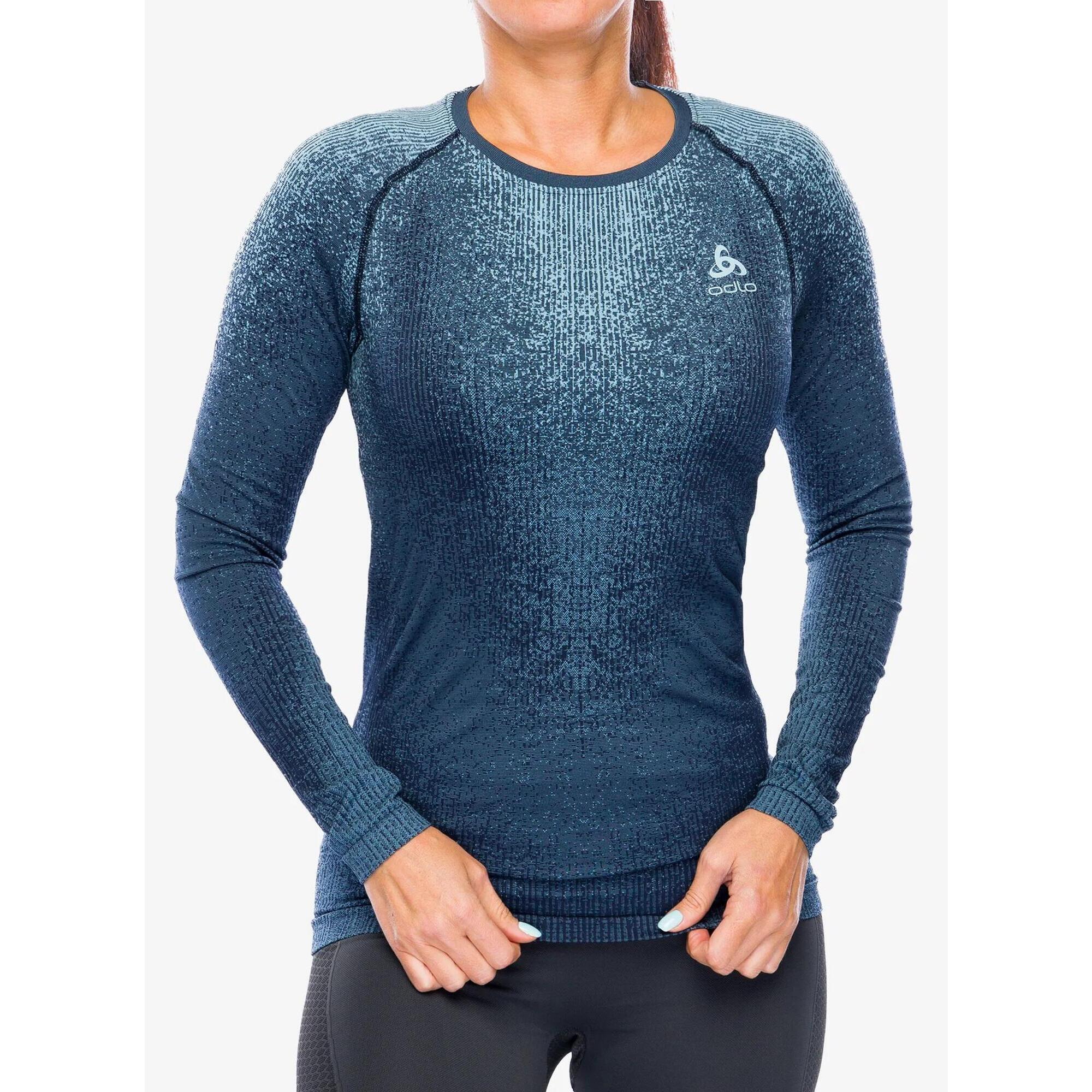 Bluza termoaktywna damska Odlo Performance Warm Blackcomb BL Top Crew Neck LS