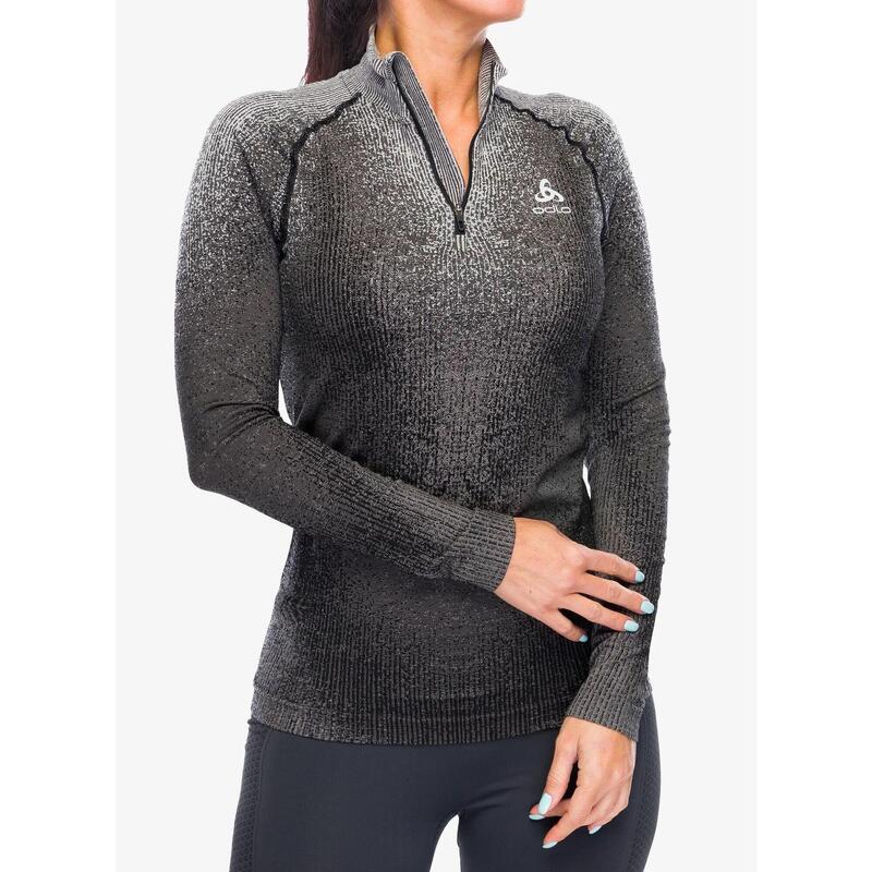 Bluza termoaktywna damska Odlo Blackcomb Eco BL Top Turtle Neck LS Half Zip
