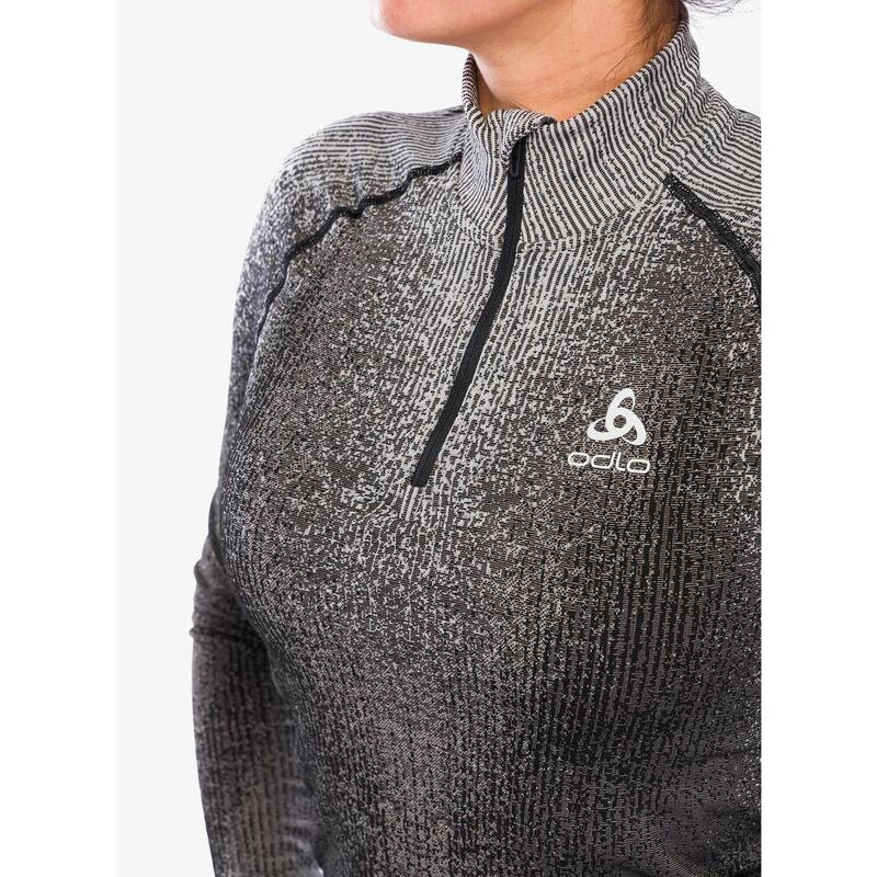 Bluza termoaktywna damska Odlo Blackcomb Eco BL Top Turtle Neck LS Half Zip
