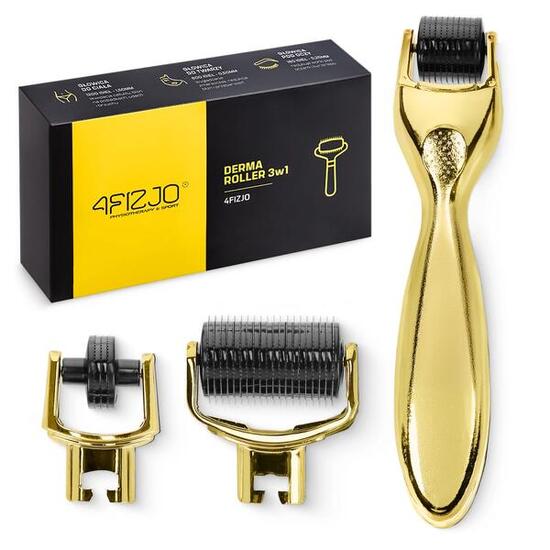 Derma Roller Visage Corps Micro-aiguilles 3 Têtes Interchangeables 4FIZJO