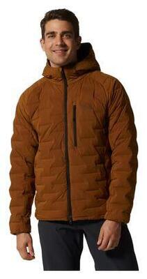 Mountain hardwear stretch down hooded orange down jacket voor mannen