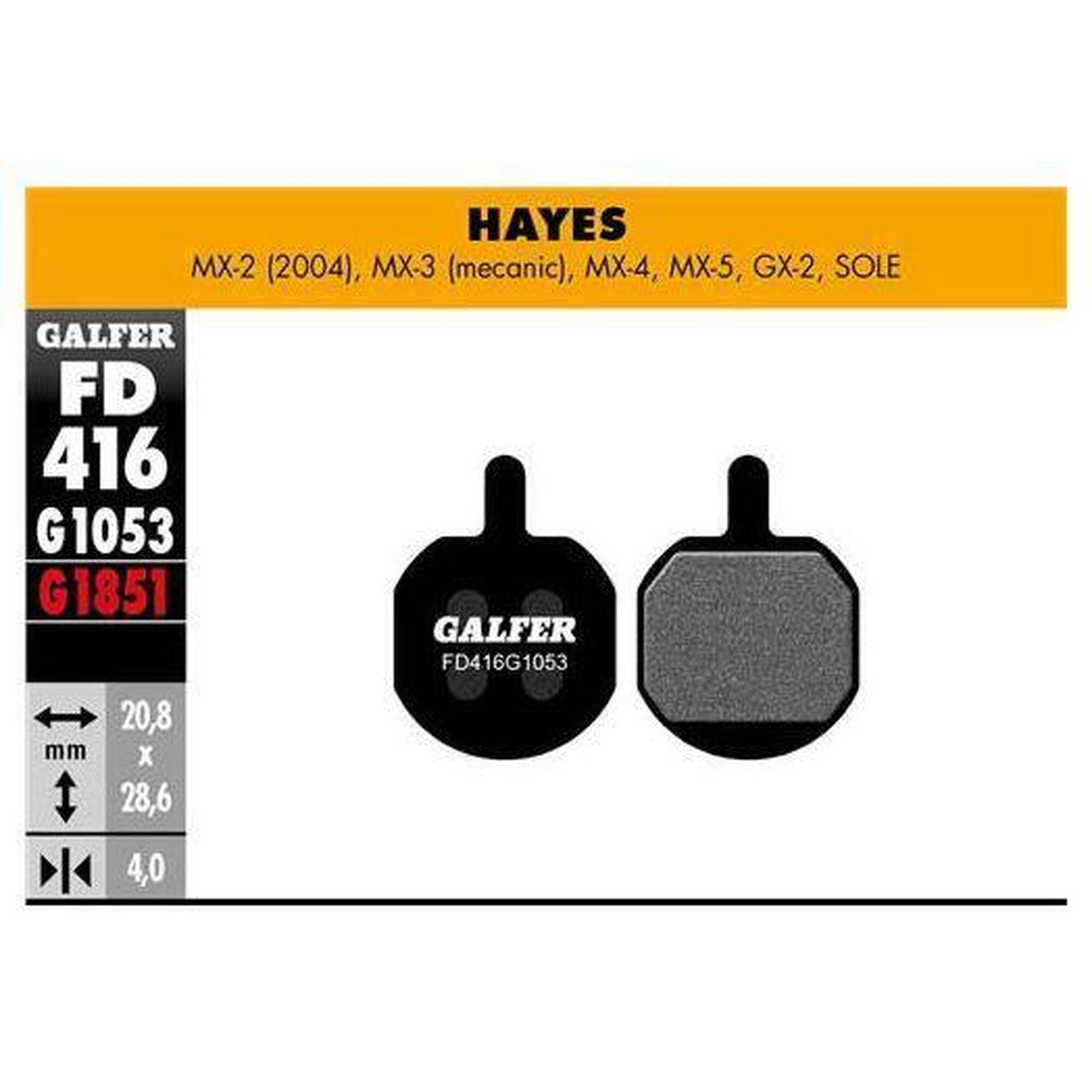 Paire de Plaquettes Galfer Semi-métalliques Promax/Hayes MX-2 (04)/MX-3 (Meca)/M