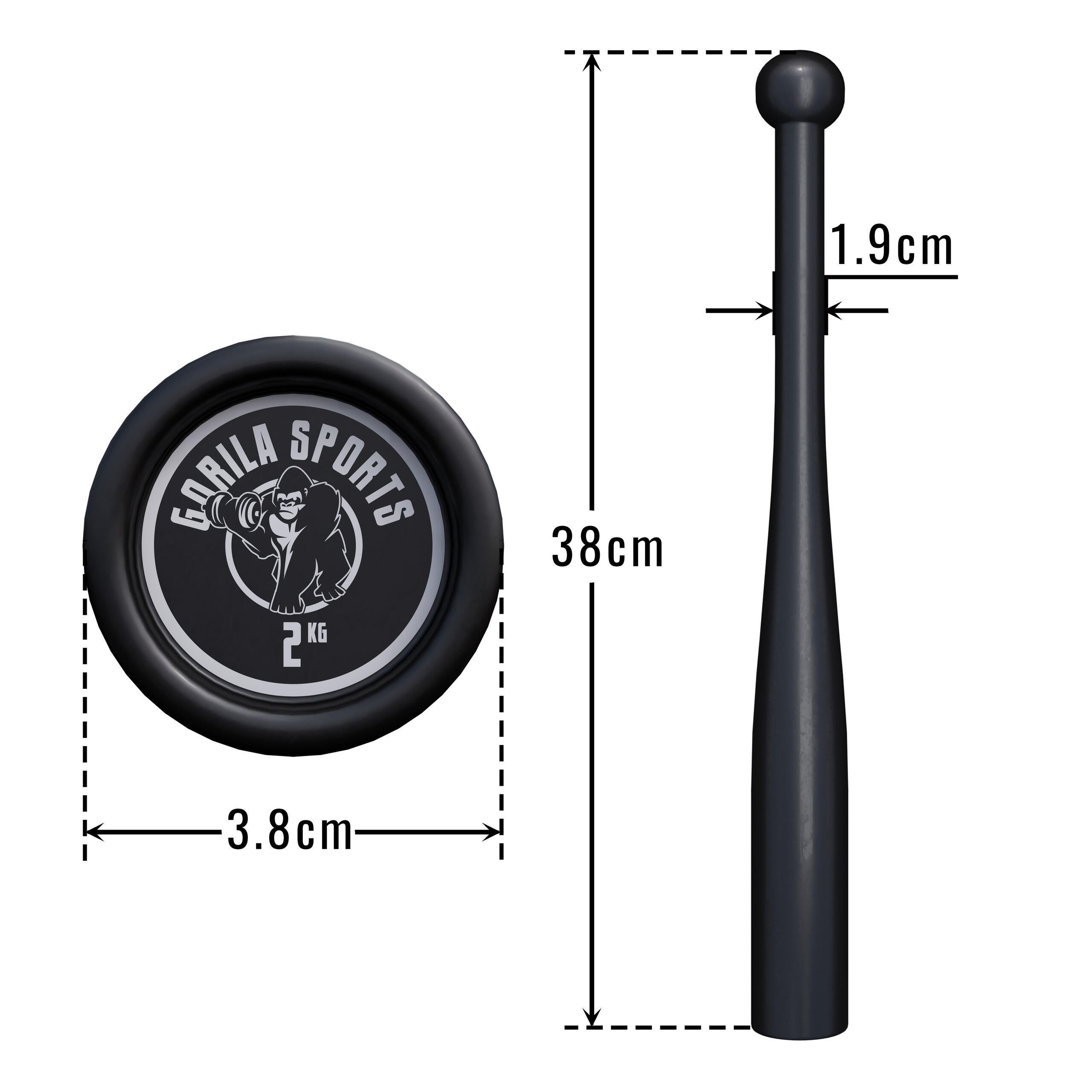 Clubbell - Gietijzer - 2 kg 6/7