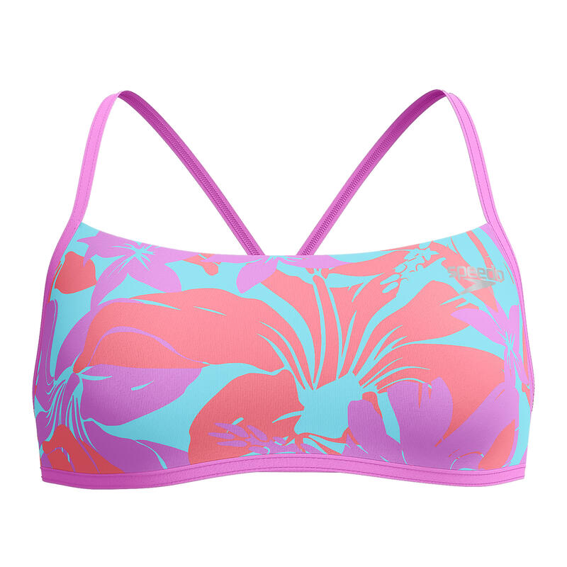 Partea de sus a costumului de baie Speedo Allover Digital Crossback Crop Top