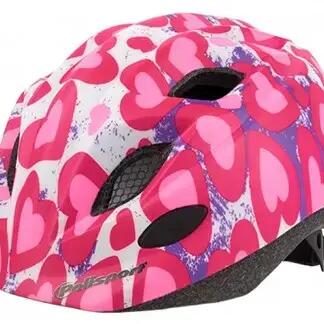 Polisport Kids Helmet 52-56 cm with Pink Hearts