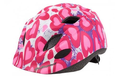 Kask dziecięcy Polisport z różowymi sercami