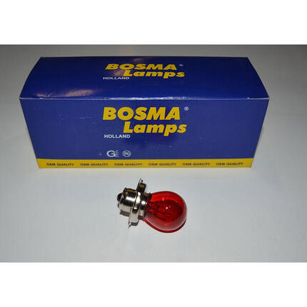 Lampe 6V 15W P26S mit rotem Kragen.