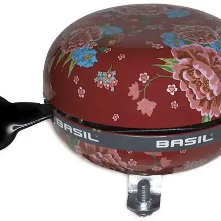 Basil Bloom - Stylish Bicycle Bell - 80 mm - Red with Flowers