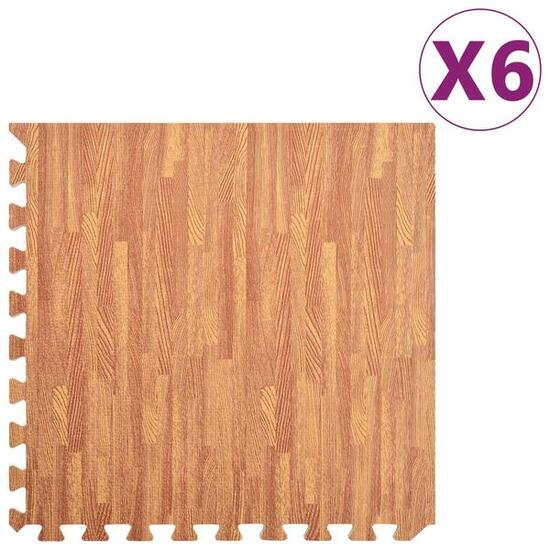 Vidaxl Tapis de Sol Set de 6 - Mousse EVA avec Imprimé Bois