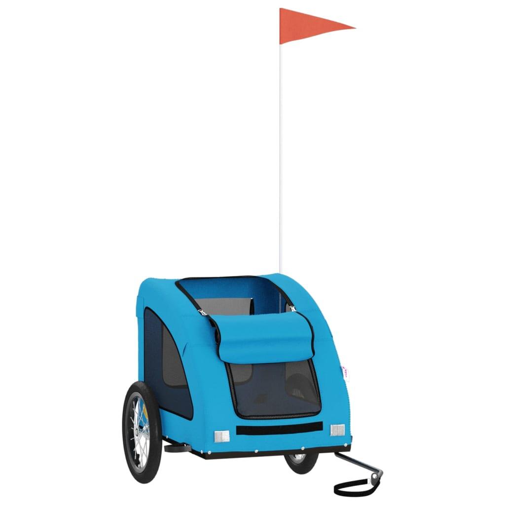 Remorque à vélo pour chiens VidaXL en tissu Oxford et fer bleu 3/4