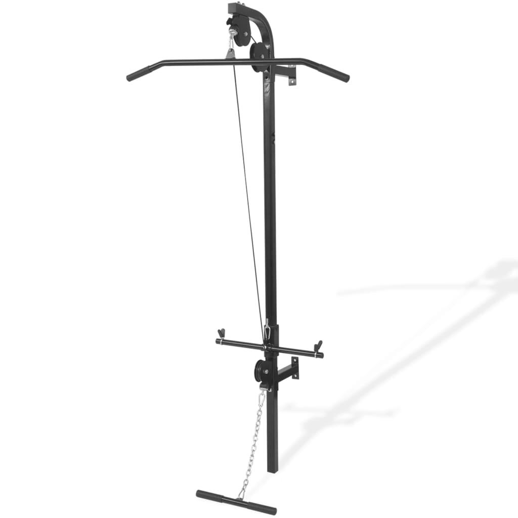 VidaXL wall-mounted home gym with 2 pulleys, steel, black