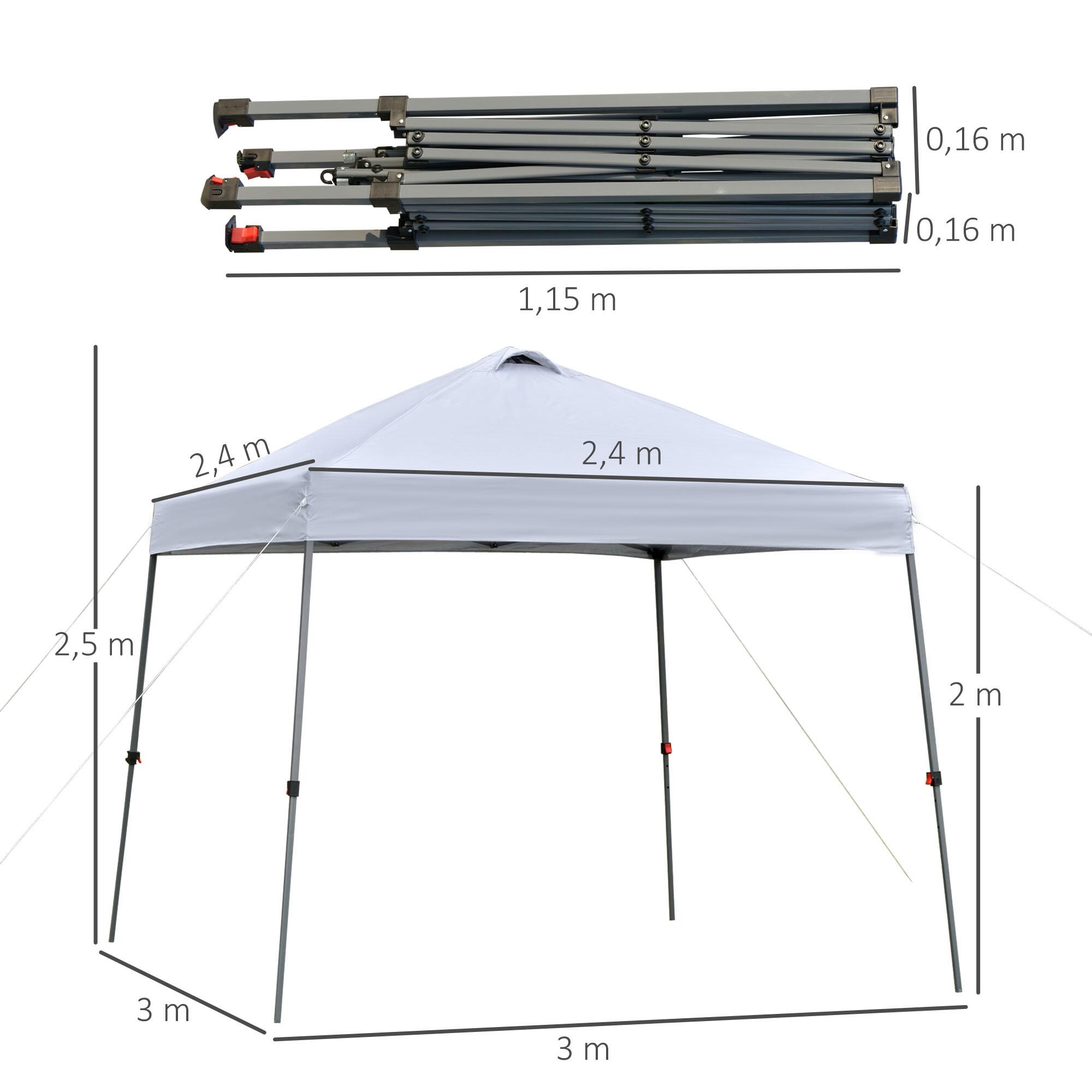 Outsunny Toldo de Campismo Portátil Dobrável de 3x3m Branco 3/7