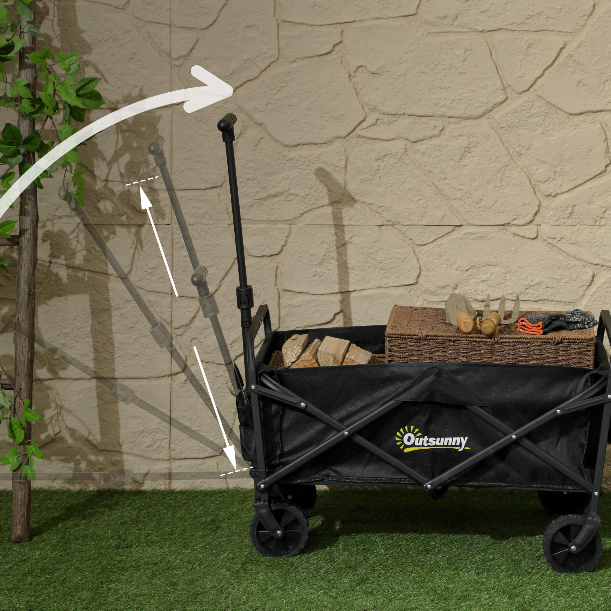 Carrinho de transporte dobrável 64x42x27 cm preto Outsunny 4/7