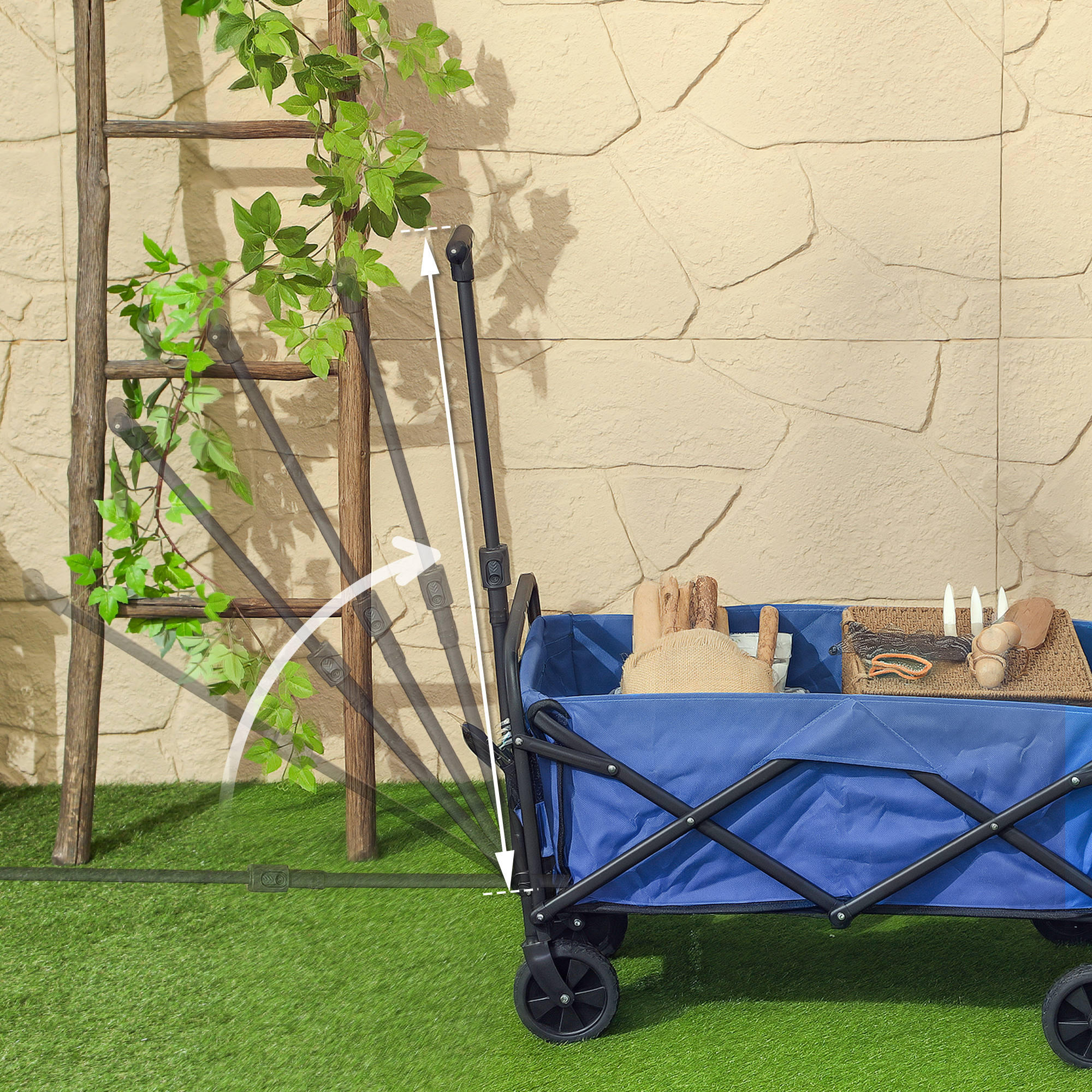 Carrinho de transporte dobrável 64x42x27 cm azul Outsunny 4/7