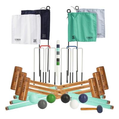 Origineel engelse tuin croquet set. 6 met rolwagen ontworpen in uk