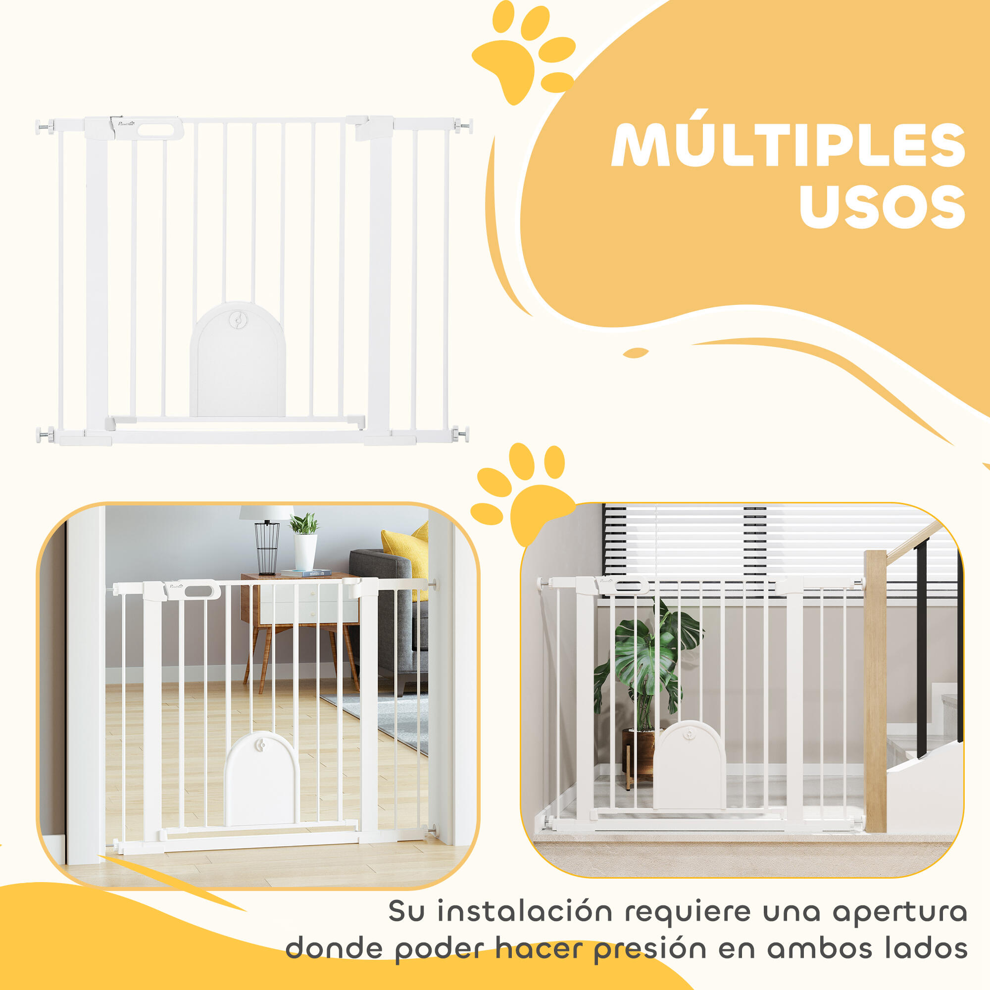 Barreira de Segurança PawHut 103x2x76 cm Branco 7/7